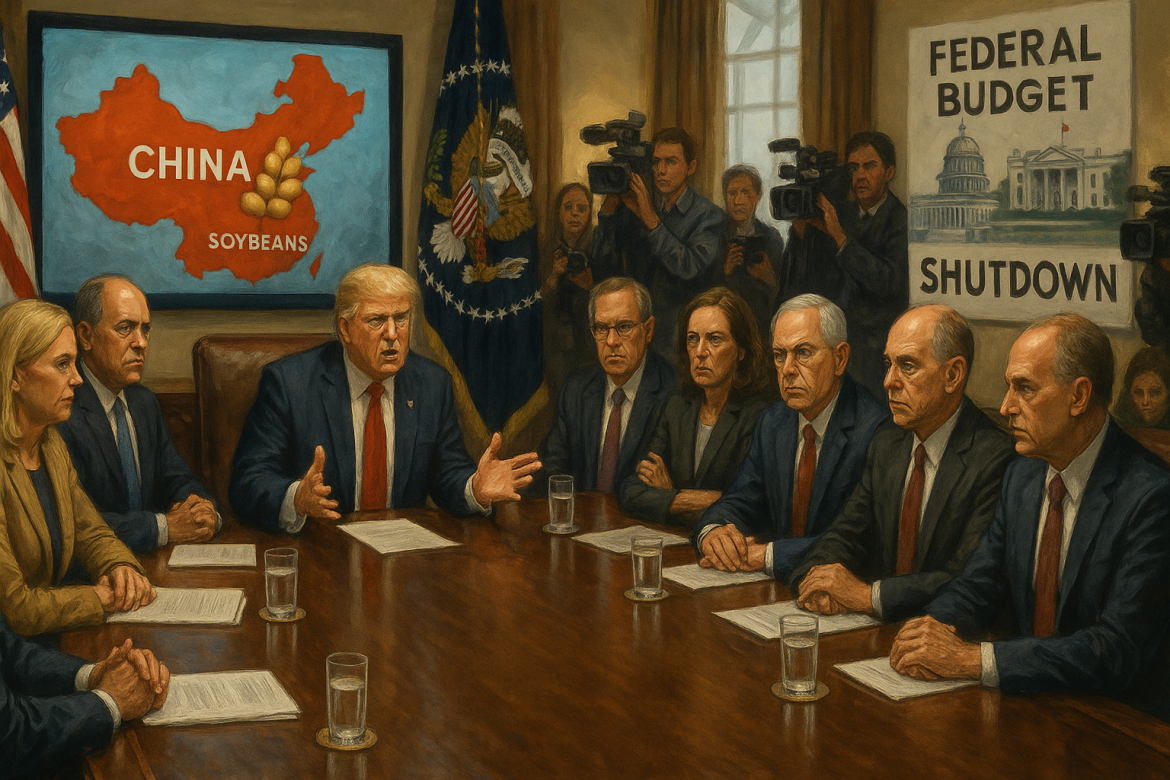 Trump discusses China soybean sales, government cuts at cabinet meeting