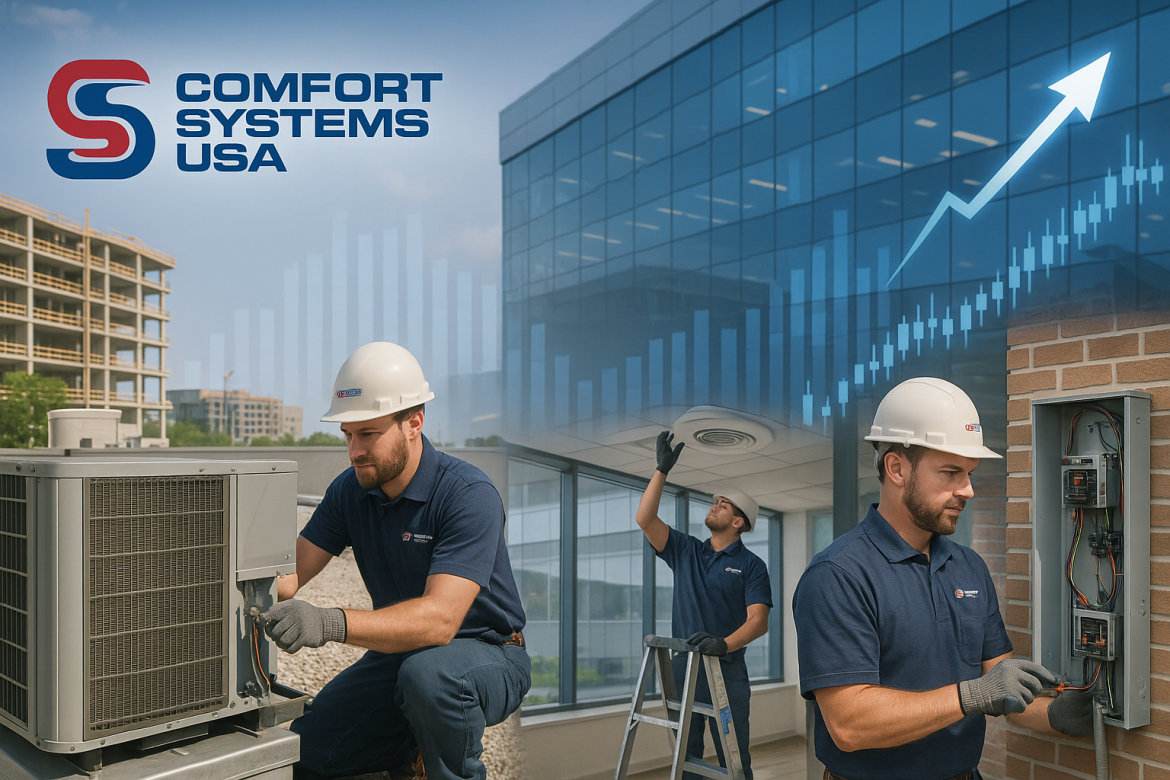 Comfort Systems USA Inc. stock surged 18% on Friday after the HVAC and electrical contracting company reported third-quarter earnings that significantly exceeded analysts’ expectations. The company’s strong results reflect heightened demand across its service lines and continued operational expansion.Earnings and revenue beat estimatesFor the third quarter, Comfort Systems reported earnings of $8.25 per share, well above the consensus estimate of $6.29. Net income more than doubled year-over-year to $291.6 million, up from $146.2 million in the same period last year. Revenue also climbed 35.2% year-over-year to $2.45 billion, surpassing Wall Street’s forecast of $2.16 billion.The company’s impressive financial performance contributed to a notable stock surge. Comfort Systems shares rose 18% on Friday, extending previous session’s 4% gain. The stock has already appreciated 130% in 2025 and also hit an all-time high of 1,002.64 in the session.Bookings for the quarter reached $3.7 billion, with a book-to-bill ratio of 1.5x, outperforming analyst expectations of 1.0x. This represents the second consecutive quarter of strong bookings, following a 1.6x ratio in Q2. According to DA Davidson, the company maintains a Buy rating, with a price target of $810.00, signaling investor confidence in Comfort Systems’ performance.Backlog growth and strategic expansionComfort Systems’ backlog continued to expand at a record pace, driven by surging demand for HVAC and electrical contracting services. CEO Brian Lane noted that the same-store backlog increased by more than $1 billion for a second consecutive quarter, underscoring the company’s strong pipeline of upcoming projects.The company also announced the acquisition of private electrical contractors in Michigan and Florida, further strengthening its operational footprint. Lane expressed optimism about future prospects, citing the combination of new partnerships, a strong backlog, and robust pipelines as drivers for continued growth in Q4 and into 2026.The company’s technology segment, including data center projects, saw an 82% increase, while electrical services achieved 71% organic growth, reflecting diversified demand across service lines. This broad-based expansion supports Comfort Systems’ competitive positioning in the HVAC and electrical contracting markets.Financial stability and market outlookComfort Systems demonstrated strong operational efficiency during the quarter, achieving a record operating margin of 15.4%, a 430 basis point improvement from the prior year. The company’s balance sheet remains healthy, with $861 million in cash and a net-debt leverage ratio of -0.6x, providing flexibility for future investments and acquisitions.Analyst sentiment remains largely positive, with five analysts rating the stock as a Buy and two issuing a Hold rating. The average 12-month price target of $804.25 represents a 2.51% discount to the previous closing price. Comfort Systems’ robust backlog of $9.38 billion, combined with strong revenue growth and operational efficiency, positions the company for continued financial performance in the near term. Investors will be closely monitoring the company’s ability to sustain its momentum amid unprecedented demand and ongoing expansion efforts.The company’s strong quarterly performance, strategic acquisitions, and growing backlog signal a positive trajectory, supporting investor confidence and solidifying Comfort Systems USA as a leading player in the HVAC and electrical contracting sector.The post <a href="https://invezz.com/news/2025/10/24/comfort-systems-usa-stock-surge-18-after-surpassing-q3-expectations/">Comfort Systems USA stock surge 18% after surpassing Q3 expectations</a> appeared first on <a href="https://invezz.com/">Invezz</a> Comfort Systems USA stock surge 18% after surpassing Q3 expectations