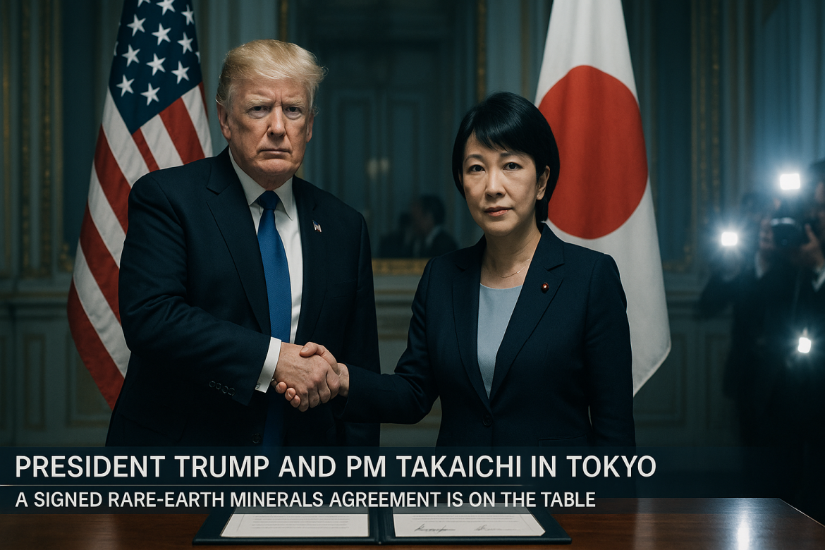 President Donald Trump’s high-stakes visit to Tokyo is turning out to be a game-changer for the diplomatic relations between the United States and Japan.Japanese Prime Minister Sanae Takaichi on Tuesday revealed her nomination of Trump for the Nobel Peace Prize while both leaders signed a critical framework agreement on rare earth minerals.The landmark meeting between Trump and Japan’s first female prime minister ushered in what Takaichi described as a “new golden age” in US-Japan relations.The visit comes as Trump’s Asia tour builds momentum ahead of his anticipated <a href="https://invezz.com/news/2025/10/27/trump-xi-meeting-us-rules-out-100-tariff-on-china-as-trade-deal-consensus-reached/">Thursday meeting with Chinese President Xi Jinping</a> in South Korea.US-Japan strategic rare earths partnershipAmid an ongoing tussle with China over the supply of critical rare earths, President Trump and Prime Minister Takaichi signed a landmark framework agreement on Tuesday aimed at securing critical minerals and rare earth supply chains.The deal secures comprehensive cooperation in mining and processing of essential materials used in electronics, electric vehicles, defense technologies, and renewable energy systems.Under the deal, the US and Japan agreed to speed up permits, align their investments, and start funding selected mining projects within six months.They are also setting up a joint “Rapid Response Group” to spot supply risks early and manage emergency shipments of key materials.The timing proves critical as China currently processes over 90% of global rare earth supplies and has recently tightened export controls, adding new elements to its restricted list.Beyond rare earths, Trump and Takaichi also confirmed they are moving ahead with the broader trade deal the two sides struck back in July 2025.As part of that agreement, Japan is committing $550 billion to help revive key US industries, a move that has turned controversial in domestic political circles in Japan.Takaichi backs Trump for Nobel Peace PrizeDuring their meeting on Tuesday, Japan’s Prime Minister Sanae Takaichi told President Trump that she has officially nominated him for the Nobel Peace Prize, and even handed him the paperwork at the Akasaka Palace.The White House later confirmed that Takaichi privately informed Trump of the nomination, crediting his role in what she described as efforts to promote global peace and stability.During their bilateral discussions, <a href="https://www.reuters.com/world/asia-pacific/japan-pm-takaichi-plans-recommend-trump-nobel-peace-prize-white-house-says-2025-10-28/">Takaichi specifically praised Trump’s </a>role in facilitating the recent Israel-Hamas ceasefire and the Cambodia-Thailand peace agreement.<blockquote>“Mr. President succeeded in securing a ceasefire deal between Thailand and Cambodia…the deal you have recently achieved in the Middle East is an unprecedented, historic achievement”.</blockquote>She emphasized that “in such a short period of time the world started to enjoy more peace,” adding that she was “so impressed and inspired” by his efforts.Japan joins a growing roster of nations nominating Trump for the prestigious award, including Pakistan, Israel, Cambodia, Thailand, Armenia, and Azerbaijan, while Rwanda and Gabon have also endorsed the move.The post <a href="https://invezz.com/news/2025/10/28/inside-trumps-japan-visit-nobel-prize-push-rare-earths-deal-and-more/">Inside Trump’s Japan visit: Nobel Prize push, rare earths deal and more</a> appeared first on <a href="https://invezz.com/">Invezz</a> Inside Trump’s Japan visit: Nobel Prize push, rare earths deal and more