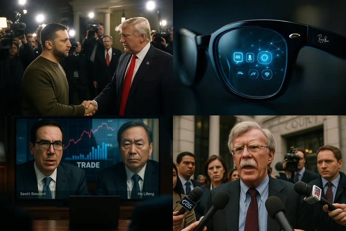 Friday evening came with major global and economic updates.Ukrainian President Volodymyr Zelenskyy arrived at the White House for high-stakes talks with President Trump as tensions rise over Russia’s latest military moves.In markets, Ray-Ban maker EssilorLuxottica hit record highs thanks to surging demand for its new AI-powered smart glasses.Meanwhile, US–China trade diplomacy continues, and former Trump adviser John Bolton faces serious legal trouble over classified documents.A glance at major developments on Friday.Zelenskyy arrives at the White HouseUkrainian President Volodymyr Zelenskyy arrived at the White House on Friday for a meeting with US President Donald Trump, and the stakes are high.Zelenskyy plans to ask for long-range Tomahawk missiles, which could give Ukraine the ability to strike deep inside Russian territory.The meeting comes right after Trump’s unexpected announcement of a summit with Russian President Vladimir Putin in Budapest, a move that’s already making European leaders nervous about what diplomatic shifts might be coming.Meanwhile, Putin’s forces have been making gains on the battlefield, and Russia has stepped up attacks on Ukraine’s energy infrastructure.Zelenskyy has accused Putin of using the chaos to stall for time, while Moscow appears eager to reopen peace talks, though many see that as a tactic tied to the ongoing missile discussions.Between Trump’s talks with Putin and his upcoming meeting with Zelenskyy, it’s clear there’s a lot happening behind the scenes.The mix of trade discussions, military requests, and tense diplomacy is setting the stage for what could be a pivotal moment in the war and in global politics.Ray-Ban maker soars on AI glasses boomShares of EssilorLuxottica, the company behind Ray-Ban, shot up more than 10%, hitting an all-time high after a blockbuster third quarter.The eyewear giant reported record sales of €6.9 billion (about $8.1 billion), and the big reason? Huge demand for its new Meta AI-powered smart glasses.These futuristic glasses added more than four percentage points to the company’s overall sales growth, which is a massive boost for a single product line.The demand’s been so strong that EssilorLuxottica is speeding up production plans ahead of schedule.Looking ahead, the company expects to sell around 10 million pairs of these smart glasses by the end of 2026. Prices will range from $379 to $799, depending on the model.Analysts are calling these AI glasses a real game-changer, not just for EssilorLuxottica, but for the entire wearable tech market.If the momentum keeps up, the brand could be on track to blend fashion, tech, and everyday functionality in a way that truly shakes up the industry.Bessent to speak with Chinese counterpartUS Treasury Secretary Scott Bessent is set to have a phone call with Chinese Vice Premier He Lifeng on Friday, as the two sides continue working through ongoing trade negotiations.The timing is tense as China recently imposed new export restrictions on rare-earth minerals, which are vital for both tech and defense industries.That move rattled Washington, especially as the US, under President Donald Trump, has been pushing to strengthen strategic investments in key sectors to reduce reliance on China.This upcoming call will be the fifth round of talks between Bessent and He Lifeng, and it’s shaping up to be an important one.Both sides are looking for ways to cool tensions and avoid another trade flare-up. It’s a reminder that, even with all the rivalry, the world’s two biggest economies still need to keep talking and cooperating to prevent things from spiraling further.Bolton faces felony chargesFormer National Security Adviser John Bolton was back in the spotlight on Friday, this time in a courtroom.He’s facing 18 felony charges for allegedly mishandling classified documents.According to prosecutors, Bolton shared more than 1,000 pages of diary-style notes that supposedly contained top-secret information with his family, and also kept sensitive materials improperly stored at his home in Maryland.To make things worse, investigators say his email account was hacked by operatives linked to Iran, possibly exposing some of those classified details.Bolton pleaded not guilty and called the charges “politically motivated.”His lawyer insists that the documents in question weren’t classified at all and that authorities were already aware of them.The case adds yet another layer to the growing list of legal battles involving critics of President Trump, and it’s sure to spark plenty of debate about politics, security, and how classified information is really handled behind closed doors.The post <a href="https://invezz.com/news/2025/10/17/evening-digest-zelenskyy-meets-trump-ray-bans-ai-boom-boltons-legal-battle/">Evening digest: Zelenskyy meets Trump, Ray-Ban’s AI boom, Bolton’s legal battle</a> appeared first on <a href="https://invezz.com/">Invezz</a> Evening digest: Zelenskyy meets Trump, Ray-Ban’s AI boom, Bolton’s legal battle