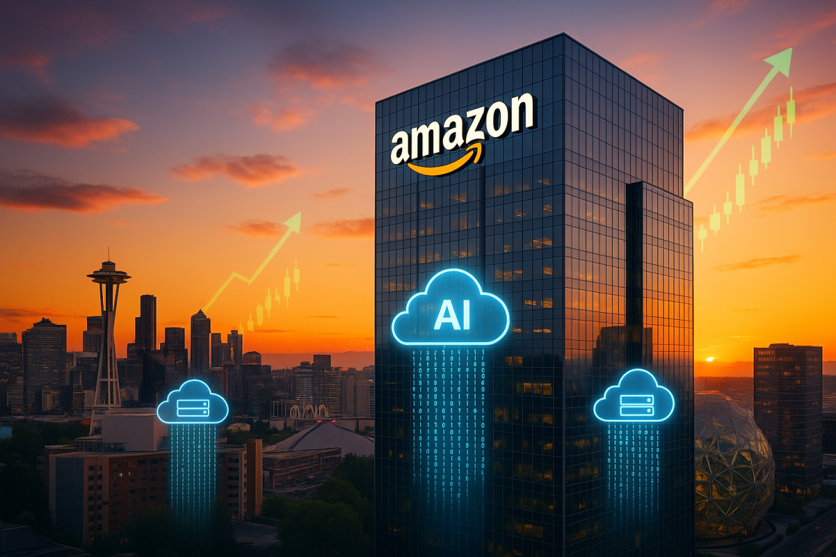 Amazon shares soared more than 12% on Friday to a 52-week high after the company posted stronger-than-expected third-quarter results and signaled renewed momentum in its cloud computing and advertising businesses. The performance eased investor concerns about Amazon Web Services (AWS), which had shown signs of slowing earlier this year, and reignited confidence in the tech giant’s growth trajectory amid rising AI demand.The stock surge also powered the broader market indices in the session. The Dow Jones Industrial Average edged up 0.31% to around 47,671.99, just below its record close of 47,706 set on October 28. The S&P 500 gained 0.8%, while the Nasdaq advanced roughly 1.5%, powered by Amazon’s surge.AWS growth accelerates after period of uncertaintyAWS revenue climbed <a href="https://invezz.com/news/2025/10/30/amazon-shares-surge-10-as-aws-posts-strongest-growth-since-2022/">20% year-over-year to $33 billion</a> in the September quarter, topping analyst expectations of $32.5 billion and marking its fastest growth in nearly three years. The cloud division’s rebound comes after several quarters of deceleration that had raised questions about Amazon’s competitiveness in artificial intelligence and enterprise computing.Evercore ISI analyst Mark Mahaney described the resurgence as an “AWS unlock,” highlighting a 150% sequential jump in revenue from Amazon’s Trainium custom-chip business—an area that had previously been a source of investor skepticism. “The AI narrative has flipped positive for AWS,” Mahaney wrote, noting that demand for AI infrastructure and training workloads has reignited growth.Wedbush analyst Scott Devitt echoed the sentiment, observing a “positive narrative shift” as AWS growth improved from 17.5% in the June quarter to 20.2% in the September period. Devitt projects that AWS growth could reach 22% in the December quarter, citing rising demand, expanding backlog, and higher capital expenditures.Amazon CEO Andy Jassy emphasized that demand for AI and core infrastructure remains strong, saying the company has doubled AWS capacity since 2022 and plans to double it again by 2027. The company now expects capital expenditures to reach $125 billion this year, up from $100 billion, and anticipates further increases in 2026.Broader business strengthens amid advertising and retail momentumWhile AWS remains Amazon’s profit engine, other segments also posted strong results. Advertising revenue jumped 24% year-over-year, accelerating from the 23% pace recorded in the prior quarter. Analysts highlighted the segment’s growing importance to Amazon’s bottom line, given its high margins relative to the company’s retail operations.Pivotal Research Group’s Jeffrey Wlodarczak noted that Amazon “operates two high-margin growthy businesses”—AWS and advertising—alongside its vast logistics network. He said AI and robotics could help Amazon “materially juice margins” over the medium to long term.Retail, though lower-margin, continues to be Amazon’s revenue backbone. Mahaney called retail growth “robust” and “consistent,” while Mizuho’s Jordan Klein described both e-commerce and advertising as “monsters” with strong near-term catalysts.Earnings beat, analyst optimism push shares to record highFor the September quarter, Amazon reported adjusted earnings per share of $1.95, far exceeding Wall Street’s $1.57 consensus estimate. Revenue reached $180.2 billion, ahead of expectations of $177.9 billion, with strong contributions from cloud and advertising. The company guided fourth-quarter revenue between $206 billion and $213 billion, compared with analysts’ $208.4 billion forecast.The strong results sent Amazon stock up as much as 14% during trading, reaching $250.50—a new record high. Analysts remained optimistic about further upside, with UBS raising its price target to $279, citing opportunities across e-commerce, cloud, advertising, and its satellite project, Kuiper.Despite lagging the broader tech sector for most of the year, Amazon’s latest performance has repositioned it as a frontrunner in the AI and cloud race. With AWS growth reaccelerating and investors regaining faith in management’s execution, the company appears poised for a stronger finish to 2025.The post <a href="https://invezz.com/news/2025/10/31/amazon-shares-surge-12-lifting-markets-as-aws-revival-sparks-stock-surge/">Amazon shares surge 12%, lifting markets as AWS revival sparks stock surge</a> appeared first on <a href="https://invezz.com/">Invezz</a> Amazon shares surge 12%, lifting markets as AWS revival sparks stock surge